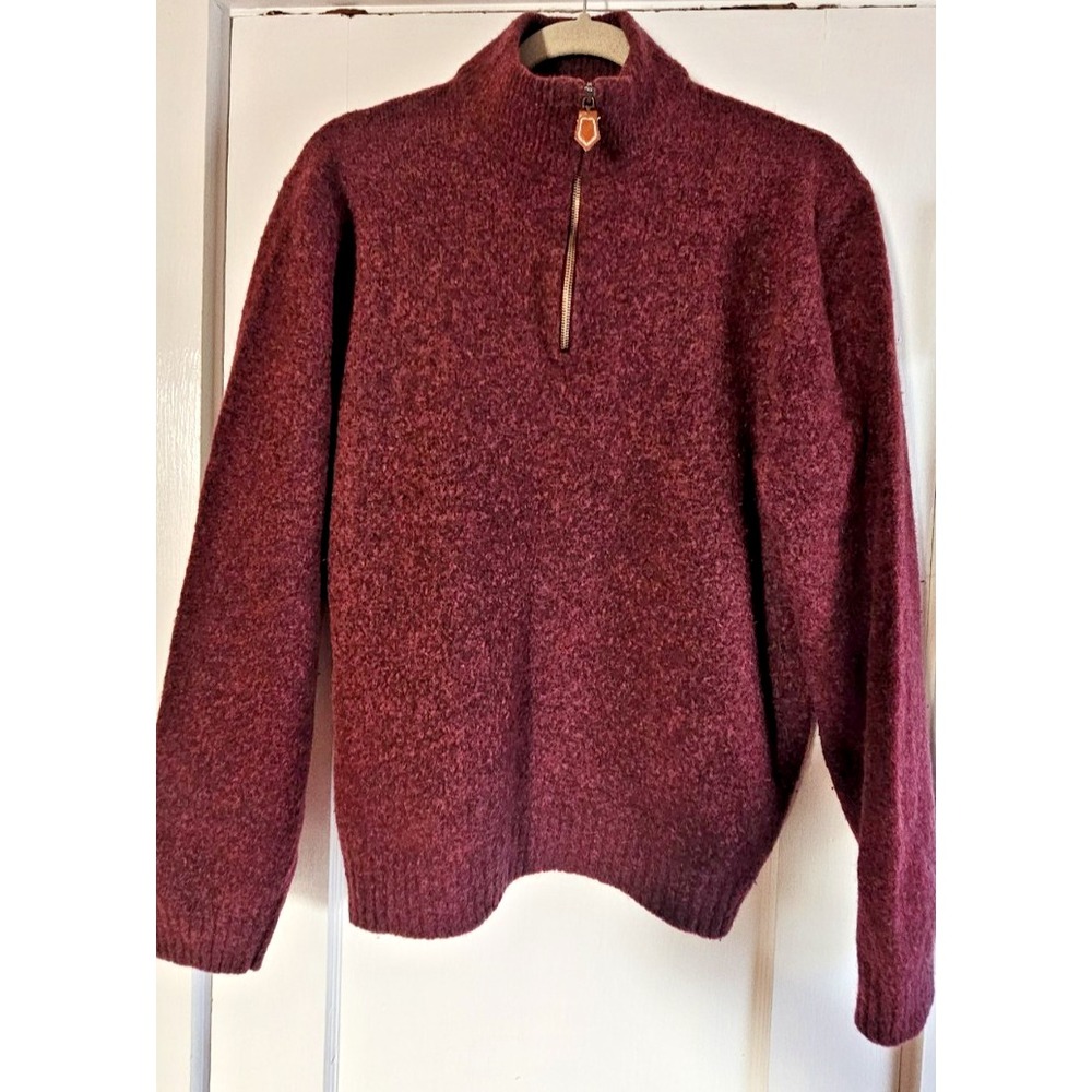 SCOTT BARBEN made in Italy men's L/ XL 1/4 ZIP Sweater  virgin‎ wool cashmere